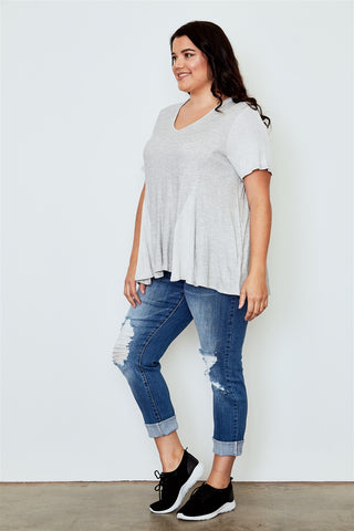 Plus size v neck loose top