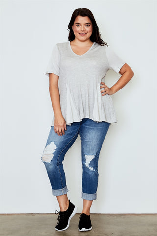 Plus size v neck loose top