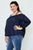 Plus size navy cold shoulder top