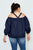 Plus size navy cold shoulder top