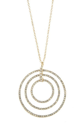Rhinestone multi ring pendant necklace set