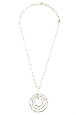 Rhinestone multi ring pendant necklace set