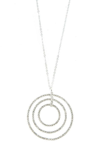 Rhinestone multi ring pendant necklace set