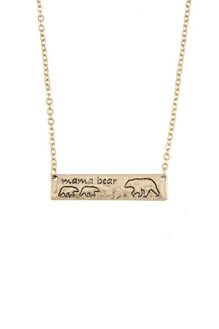 Two cub mama bear pendant necklace