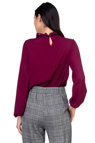 Ruffle mock pussycat bow shirt