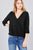 3/4 roll up sleeve v-neck w/surplice woven top
