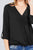 3/4 roll up sleeve v-neck w/surplice woven top