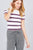 Short sleeve round neck multi stripe rib sweater top
