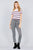 Short sleeve round neck multi stripe rib sweater top