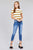 Short sleeve round neck multi stripe rib sweater top