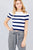 Short sleeve round neck multi stripe rib sweater top