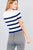 Short sleeve round neck multi stripe rib sweater top