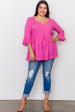 Plus Size Front Drawstring Baby Doll Top
