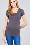 Basic Short Sleeve Scoop-neck Tee