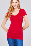 Basic Short Sleeve Scoop-neck Tee