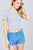 Short Sleeve Round Neck Lettuce Hem Rib Crop Top