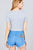 Short Sleeve Round Neck Lettuce Hem Rib Crop Top