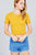Short Sleeve Round Neck Lettuce Hem Rib Crop Top
