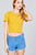 Short Sleeve Round Neck Lettuce Hem Rib Crop Top