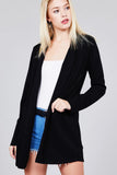 Long Sleeve Notched Collar W/pocket Tunic Jacket