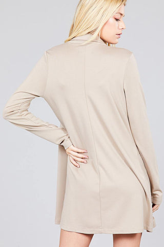 Long Sleeve Notched Collar W/pocket Tunic Jacket