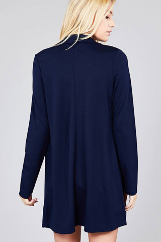 Long Sleeve Notched Collar W/pocket Tunic Jacket
