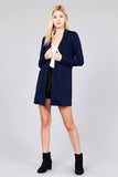 Long Sleeve Notched Collar W/pocket Tunic Jacket