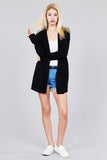 Long Sleeve Notched Collar W/pocket Tunic Jacket