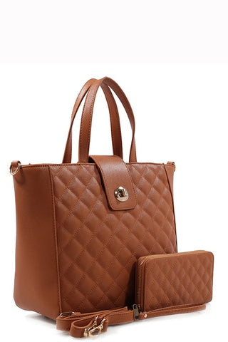 Designer Quilted 2 In 1 Tote Bag Set