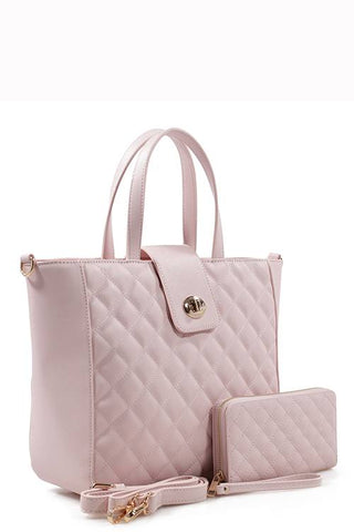 Designer Quilted 2 In 1 Tote Bag Set