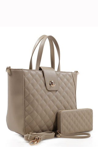 Designer Quilted 2 In 1 Tote Bag Set
