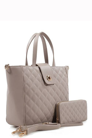 Designer Quilted 2 In 1 Tote Bag Set