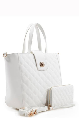 Designer Quilted 2 In 1 Tote Bag Set