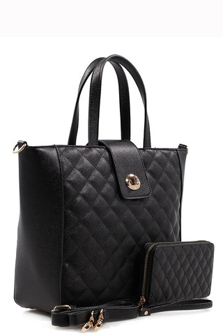 Designer Quilted 2 In 1 Tote Bag Set