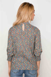 Sage Floral Print 3/4 Sleeves Flounce Boho