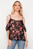 Floral Print Sheer Chiffon Cami Boho Top