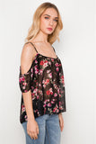 Floral Print Sheer Chiffon Cami Boho Top