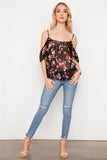 Floral Print Sheer Chiffon Cami Boho Top