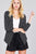 Shirring Sleeve Open Front W/label Striped Jacket
