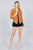 Shirring Sleeve Open Front W/label Striped Jacket