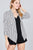 Shirring Sleeve Open Front W/label Striped Jacket