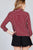 Shirring Sleeve Open Front W/label Striped Jacket