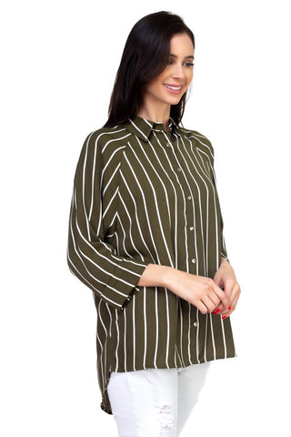 Stripe Snap Button Down Shirt