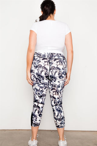 Plus Size Active Athletic Mid Rise Abstract Leggings