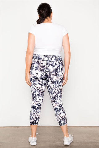 Plus Size Active Athletic Mid Rise Abstract Leggings