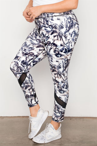 Plus Size Active Athletic Mid Rise Abstract Leggings