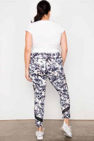 Plus Size Active Athletic Mid Rise Abstract Leggings