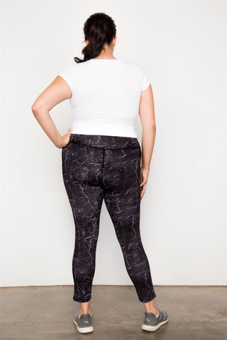 Plus Size Active Mid Rise Marble Print Leggings
