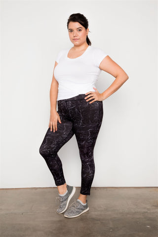Plus Size Active Mid Rise Marble Print Leggings
