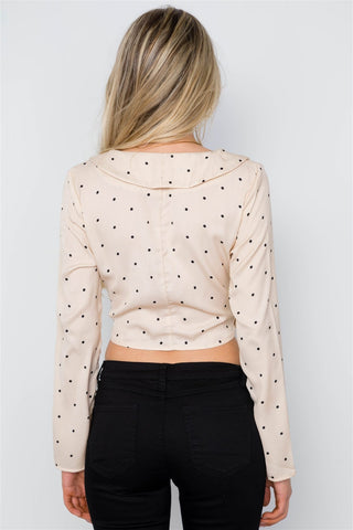 Polka Dot Long Sleeve Cropped Top